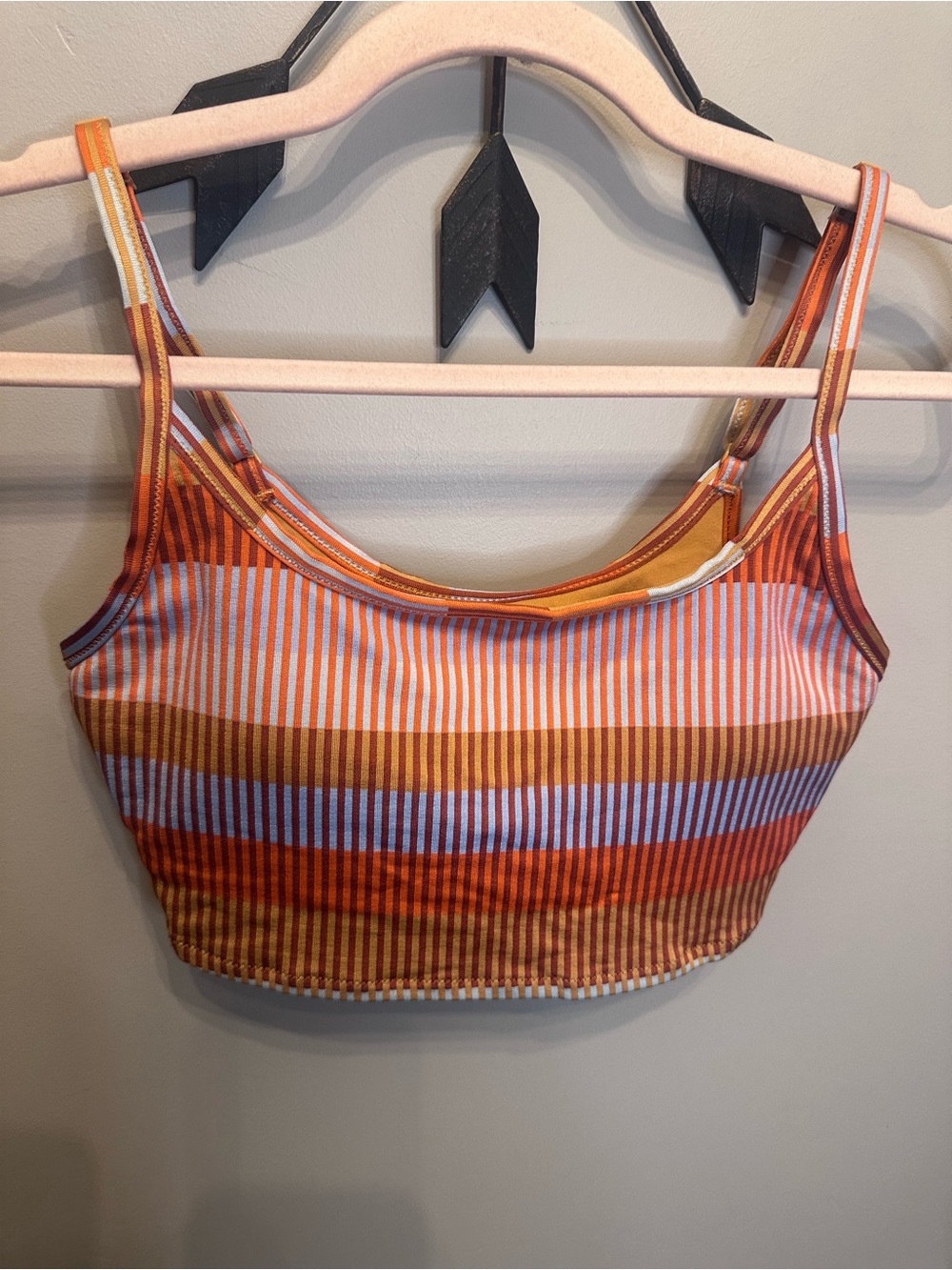 aerie Striped Crop Tank in Orange, Gold and White